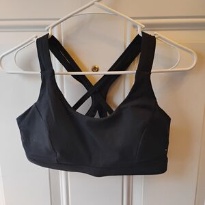 Black Racerback Sports Bra with Crisscross Design